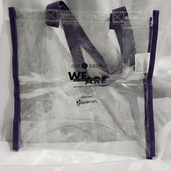 Handbags - Clear Tote Bag with Purple Trim